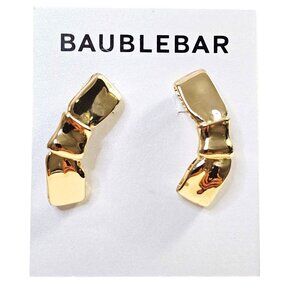 BaubleBar Gold Vertical Bow Statement Earrings NWT Bold Chunky